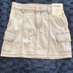 NWT Cat & Jack Light Wash Denim Cargo Mini Skirt - Light Blue